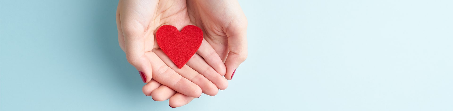 Hands holding fabric heart